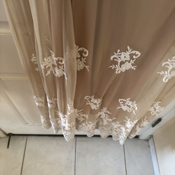 Embroidered Babydoll Maxi Dress Fairy Romantic Sheer Size Large Boho Mesh Lace - Picture 8 of 12